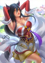 9_tails ahri animal_ear_fluff animal_ears animal_girl arms_behind_head big_breasts black_hair breasts busty child_bearing_hips cleavage clothing curvaceous curves curvy curvy_body curvy_female curvy_figure curvy_hips eyelashes eyeliner eyeshadow facial_markings female female_only fluffy fluffy_ears fluffy_tail fluffy_tails fox fox_ears fox_girl fox_tail furry_tail hips hourglass_figure humanoid inner_ear_fluff kemonomimi kitsune large_breasts league_of_legends light-skinned_female light_skin lips lipstick long_hair multiple_tails nine_tailed_fox pale-skinned_female pale_skin presenting riot_games seduction seductive seductive_eyes seductive_look solo solo_focus tail tease teasing teasing_viewer thighs vastaya video_games voluptuous xredmhar yellow_eyes rating:Explicit score:24 user:LewdVesani