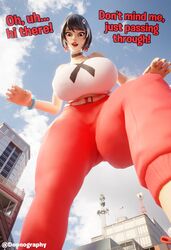 breasts_bigger_than_building building city doonography evie_(fortnite) fortnite fortnite:_battle_royale giantess huge_breasts looking_at_viewer looming luminos_(fortnite) surprised_expression thick_thighs rating:Questionable score:49 user:NotCatalyst