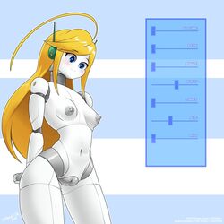 1:1 areola attribute_slider blonde_hair blue_eyes blush body_slider breasts cave_story curly_brace female genitals hair hi_res humanoid machine navel nipples nude pussy robot robot_humanoid signature slider solo standing text thick_thighs white_body wide_hips zedrin rating:Explicit score:79 user:bot