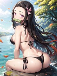 1girls ai_generated big_ass bikini black_hair curvaceous curvy_body curvy_female demon_slayer female female_only huge_breasts kamado_nezuko kimetsu_no_yaiba pink_eyes solo rating:Questionable score:145 user:Dragon98