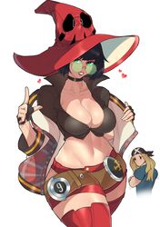 axl_low big_breasts big_thighs black_clothing black_hair blonde_hair blonde_hair_male blonde_male booty_shorts breasts choker female female_focus fingerless_gloves glasses gloves green-tinted_eyewear green_eyes guilty_gear guilty_gear_strive hat heart hexprinxess i-no jacket long_hair looking_over_eyewear looking_over_glasses looking_over_sunglasses midriff red_clothing short_hair smile smiling sunglasses thighs tinted_eyewear voluptuous voluptuous_female witch_hat yellow_hair rating:Questionable score:127 user:Monbo