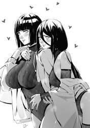 2girls arm_grab arm_support armwear asian asian_clothing asian_female bare_shoulders bare_thighs big_breasts black_nail_polish black_nails blush bob_cut bodysuit boruto:_naruto_next_generations busty cleavage clothed clothing club3 cuddling curvaceous curvy curvy_body curvy_female curvy_figure embrace embracing female female_focus female_only fishnet fishnet_armwear fishnet_bodysuit fishnet_legwear fishnets hi_res high_resolution highres hyuuga_hanabi hyuuga_hinata kimono large_breasts legwear lipstick looking_at_viewer makeup mature mature_female medium_hair milf monochrome nail_polish nanaya_(daaijianglin) naruto naruto_(series) painted_nails ponytail pose posing shoulder_length_hair shounen_jump side_view sideboob sisters skimpy skimpy_clothes smile smiling smiling_at_viewer standing thighhighs tied_hair tight_clothing voluptuous voluptuous_female white_background wide_hips yukata rating:Questionable score:219 user:slimysuko