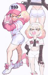 ass ass_focus bandage bandage_on_nose bandages baseball_bat baseball_cap baseball_glove baseball_uniform behind_view belly belly_button bubble bubble_gum butt cap clothed clothing crop_top female inkuusan multiple_images nintendo painted_nails panties pearl_(splatoon) pink_hair pink_hat shoes short_shorts shorts small_breasts splatoon splatoon_2 standing stomach thong tight_clothing white_skin yellow_eyes rating:Explicit score:143 user:Stikcs