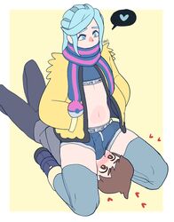 2023 2boys blue_eyes blue_hair brown_eyes brown_hair bulge bulge_through_clothing facesitting femboy florian_(pokemon) gay grusha_(pokemon) hung_trap light-skinned_male light_skin male male/male male_only midriff partially_clothed penis pokemon pokemon_sv ra4s scarf sitting sitting_on_face sitting_on_person thick_thighs thighhighs underwear yaoi rating:Explicit score:513 user:Yarz0nar