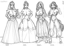 4girls adapted_costume aladdin_(1992_disney_film) arabian arabian_clothes areola aurora_(sleeping_beauty) barefoot beauty_and_the_beast_(1991_film) belle_(beauty_and_the_beast) breast_cutout breastless_clothes breasts breasts_out busty cleavage clothing crossover disney disney_princess dress erect_nipples erotic_costume erotic_earth exposed_breasts feet female female_only harem_outfit hsefra human large_breasts lineup monochrome multiple_females nipples princess princess_jasmine rapunzel rough_sketch royalty sleeping_beauty_(1959_film) smiling take_your_pick tangled topless topless_female useless_clothing voluptuous rating:Explicit score:86 user:bot