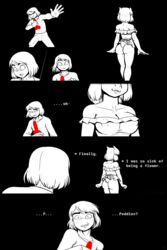 1boy 1girls 5_fingers alternate_universe anthro asriel_dreemurr ass big_penis black_and_white boss_monster bottomless bovid bow_accessory breasts bulge caprine closed_eyes clothed clothing comic comic_page dialogue dress duo english_text female female_asriel frisk_(undertale) frisky_(under(her)tail) furry goat hi_res hourglass_figure huge_cock human looking_away male mammal monster monster_girl nipple_bulge nipples_visible_through_clothing obscured_face partially_clothed penis_under_clothes phallic rule_63 short_dress tagme tail text thewill under(her)tail undertale undertale_(series) rating:Explicit score:36 user:bot