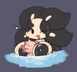 amphibian areolae axii_(sleepysous) axolotl between_breasts big_breasts heart larger_female size_difference sleepysous smaller_male tagme water rating:Explicit score:62 user:donbozo