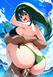  ai_generated asui_tsuyu bikini cum evilwicked midair my_hero_academia ocean sex sweat tsuyu_asui water  rating:explicit score: user:bot