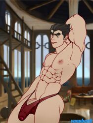 1boy abs ass balls bara bolin boner brown_hair green_eyes male_only naked nipples nude penis see-through see-through_clothing see-through_swimsuit smooth_skin the_legend_of_korra thong thong_bikini vansbeab rating:Explicit score:26 user:vansbeab