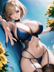 1girls ai_assisted ai_generated blonde_hair curvaceous curvy_female erotic_nansensu female_focus huge_breasts lingerie original original_character short_hair solo_female solo_focus stable_diffusion voluptuous voluptuous_female rating:Questionable score:110 user:Dragon98