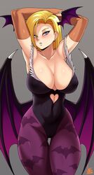 1girls android_18 big_breasts blonde_hair blue_eyes breasts cleavage clothing cosplay curvaceous curvy darkstalkers dragon_ball dragon_ball_z female female_only hourglass_figure huge_breasts jmg large_breasts milf morrigan_aensland morrigan_aensland_(cosplay) short_hair solo voluptuous wide_hips rating:Explicit score:139 user:SkipperTM