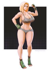 abs big_breasts blonde_hair breasts busty cleavage debirudude facial_mark female female_only forehead_mark huge_breasts long_hair looking_at_viewer makeup mature mature_female mature_woman mma_gloves muscular muscular_female naruto naruto_(series) naruto_shippuden solo solo_focus sports_bikini sports_bra toned toned_female tsunade voluptuous rating:Explicit score:75 user:Crcole331