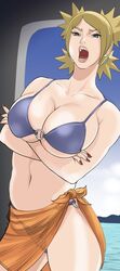 1girls big_breasts bra clothed clothing naruto naruto_(series) naruto_shippuden open_mouth raikage_art solo tagme temari yellow_hair rating:Questionable score:141 user:CyanXan