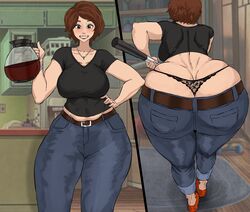 2d ass_cleavage big_hero_6 brown_hair butt_crack cass_hamada cyberboi disney female green_eyes heels huge_ass jeans milf panties smiling solo solo_female tagme thick_thighs thong voluptuous whale_tail rating:Explicit score:564 user:Cappeseller