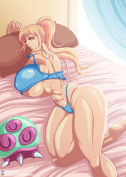 1girls 1other abs baby_(metroid) barefoot bed bed_sheet bedroom biceps big_breasts big_thighs blonde_hair breasts breasts_bigger_than_head closed_eyes curvaceous curvy eyebrows_visible_through_hair female female_only hi_res huge_breasts huge_thighs kogeikun large_breasts large_thighs light-skinned_female light_skin lips metroid metroid_(creature) muscles muscular muscular_female muscular_thighs nightwear nintendo open_mouth pajamas ponytail samus_aran sleeping strap_slip thick thick_hips thick_thighs thighs_bigger_than_head tied_hair underboob underwear wide_hips rating:Questionable score:73 user:LewdRyuko