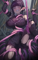 arisa_(kkamja) big_breasts clenched_hand clenched_teeth elf elf_ears female imminent_rape imminent_sex jagaimo kkamja midriff resisting restrained struggling tagme tentacle tentacles_under_clothes tights wince rating:Questionable score:101 user:smexykittens