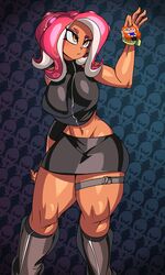 1girls agent_8_(splatoon) arm_up big_breasts boots breasts captain_kirb clothed clothing curvy dark-skinned_female dark_skin emotionless expressionless female hi_res humanoid knee_boots latex latex_clothing navel nintendo octoling octoling_girl pink_hair skin_tight slim_waist solo splatoon splatoon_(series) splatoon_2 standing tentacle tentacle tentacle_hair thick_thighs thigh_band thigh_strap tight_clothing wide_hips rating:Questionable score:165 user:billythefinder