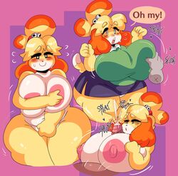 animal_crossing blush canine chubby cum cumming disembodied_hand dork_boi fat female furry hand_on_breast huge_ass huge_breasts isabelle_(animal_crossing) lewd_dorky nintendo onomatopoeia paizuri plump simple_background slightly_chubby squeezing thick_thighs rating:Explicit score:156 user:Cringe_toast