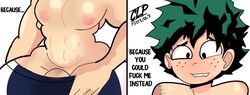 2boys abs biting_lip bribe creamy_lemon_pie femboy gay green_hair imminent_sex imminent_yaoi izuku_midoriya male male_only minoru_mineta muscle my_hero_academia nipples thick_thighs wanting_sex wide_hips yaoi rating:Explicit score:81 user:Thicc_izuku_midoriya