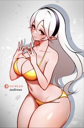 alternate_costume bikini breasts cleavage corrin_(fire_emblem) corrin_(fire_emblem)_(female) female female_only fire_emblem fire_emblem_fates gesture gold_bikini gold_swimsuit heart_hands jaxartdump nintendo solo swimsuit yellow_bikini yellow_swimsuit rating:Questionable score:46 user:Bylethlover