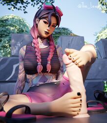 1girls 3d alternate_version_available beach_jules black_nail_polish black_nails blender bottomwear breasts clothed clothing detailed_background dildo ear_piercing earrings epic_games feet female female_focus female_only foot_fetish footjob fortnite freckles freckles_on_face goggles goggles_on_head headwear jules_(fortnite) lewdrex light-skinned_female light_skin looking_at_viewer multicolored_hair nose_piercing outdoors outside piercing piercings pink_hair presenting seductive seductive_eyes seductive_look seductive_smile sex_toy shorts sitting soles solo solo_focus tank_top tattoo tattooed_arm tattoos toes topwear twintails two_tone_hair watermark rating:Explicit score:44 user:mango05