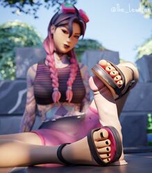 1girls 3d alternate_version_available beach_jules black_nail_polish black_nails blender bottomwear breasts clothed clothing detailed_background dildo ear_piercing earrings epic_games feet female female_focus female_only foot_fetish footjob fortnite freckles freckles_on_face goggles goggles_on_head headwear jules_(fortnite) lewdrex light-skinned_female light_skin looking_at_viewer multicolored_hair nose_piercing outdoors outside piercing piercings pink_hair presenting presenting_feet sandals seductive seductive_eyes seductive_look seductive_smile sex_toy shoes shorts sitting soles solo solo_focus tank_top tattoo tattooed_arm tattoos toes topwear twintails two_tone_hair watermark rating:Explicit score:32 user:mango05