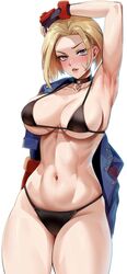 armpits belly belly_button bikini blonde_hair breasts cammy_white capcom choker foxy_rain_(foxyreine) foxyrain_(foxyreine) foxyreine is lewd looking_at_viewer navel panties solo solo_female street_fighter street_fighter_6 underwear rating:Questionable score:126 user:Jan3