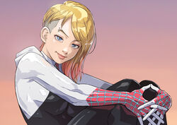 blonde_hair cirenk eyebrow_piercing female gwen_stacy marvel marvel_comics short_hair solo spider-gwen spider-man:_across_the_spider-verse spider-man:_into_the_spider-verse spider-man_(series) rating:Safe score:122 user:Anon_Perv