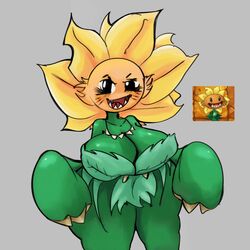 1female 1girls big_boobs big_breasts female female_focus female_only green_skin grey_background large_breasts leaf_clothing plant plantie plants_vs_zombies primal_sunflower_(pvz) simple_background soso sosohipus tagme thick thick_thighs thighs rating:Explicit score:40 user:sockfinder