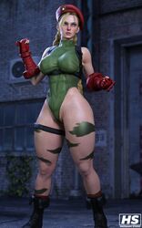 3d 3d_(artwork) big_breasts blonde_hair blue_eyes boots cammy_white capcom hagiwara_studio leotard solo street_fighter street_fighter_6 tagme thick_thighs tight_clothing tight_fit rating:Questionable score:82 user:Kei101