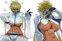 1girls abs absurdres arrancar athletic_female bleach blonde_hair breast_tattoo breasts breath dark-skinned_female dark_skin female green_eyes groin hair_between_eyes highres hollow_(bleach) large_breasts looking_at_viewer mask mouth_mask navel nia_(nia4294) number_tattoo revealing_clothes short_hair_with_long_locks simple_background squiggle sweat tattoo tia_harribel tomboy toned underboob upper_body voluptuous rating:Questionable score:588 user:Helltwoyou