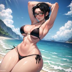 ai_generated armpits arms_up big_breasts bikini black_bikini cixf huge_breasts miss_pauling revealing_bikini sweat sweaty team_fortress_2 tf2 thick_thighs voluptuous wet wet_body rating:Explicit score:86 user:cixf