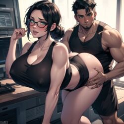 ai_generated ass_grab big_breasts cixf huge_ass huge_breasts miss_pauling muscular_male nipples tagme tank_top team_fortress_2 thick_thighs rating:Explicit score:58 user:cixf