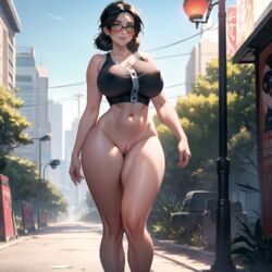 ai_generated big_breasts black_tank_top cixf half_naked huge_breasts miss_pauling no_pants standing street team_fortress_2 thick_thighs rating:Explicit score:84 user:cixf