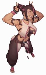 1futa asura_(artist) bangs big_breasts black_hair breasts bulge clothed clothing flaccid fully_clothed futa_only futanari heterochromia high-angle_view human juri_han light_skin looking_at_viewer low-angle_view medium_breasts muscular muscular_futanari pale-skinned_futanari pale_skin short_hair solo standing street_fighter stretching third-party_source two-tone_hair rating:Explicit score:278 user:Zabior