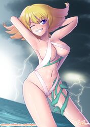 1girls alluring athletic_female bare_legs bell_haircut bikini breasts cleavage coy doctor_angel_fighter female_abs fit_female happy_female kid_icarus kid_icarus_uprising nintendo phosphora posing thin_female upwing_bell wink winking_at_viewer zelc-face rating:Questionable score:36 user:TroyDillon