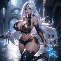 ai_generated ashe_(league_of_legends) big_breasts cixf high_heels huge_breasts league_of_legends riot_games thick_thighs rating:Explicit score:101 user:cixf