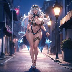 ai_generated ashe_(league_of_legends) belly_button big_breasts bikini_top cixf huge_breasts league_of_legends riot_games side-tie_bikini thick_thighs rating:Explicit score:77 user:cixf