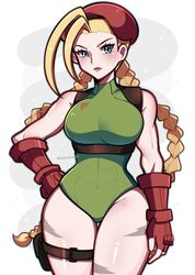 2023 abs ammo_pouch artist_name beret blonde_hair blue_eyes braid braided_twintails breasts cammy_white capcom female female_focus female_only fingerless_gloves gauntlets harness hourglass_figure leotard long_blonde_hair long_hair long_twintails looking_at_viewer medium_breasts solo solo_female street_fighter thick_thighs thigh_pouch thigh_strap touyarokii white_background rating:Questionable score:48 user:Jpizza