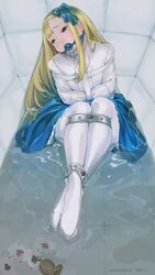 1girls alice_in_wonderland alice_liddell asylum ball_gag belt belt_bondage belts blonde_hair blue_dress blue_eyes bound cry crying crying_with_eyes_open drooling gag gagged girl legs legwear long_hair no_shoes nonkazumi padded_cell padded_room padded_walls pantyhose restrained restrained_arms restrained_legs restraints straitjacket water white_background white_legwear white_pantyhose white_skin rating:Explicit score:47 user:IAMERROR