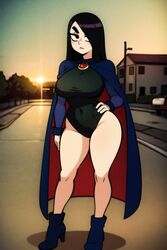 ai_generated ass breasts dc dc_comics doublequack leotard pale-skinned_female pale_skin rachel_roth raven_(dc) solo solo_female stable_diffusion teen_titans thighs voluptuous voluptuous_female wide_hips rating:Questionable score:30 user:luaciano_96369