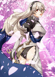 1girls armor artist_signature ass bare_thighs big_ass big_butt black_panties blouse breasts butt cape cherry_blossoms clothed corrin_(fire_emblem) corrin_(fire_emblem)_(female) dat_ass edit eyelashes eyeliner female female_only fire_emblem fire_emblem_fates gloves hairband hi_res inner_thighs leotard lingerie lips lipstick long_hair looking_at_viewer looking_back makeup medium_breasts nintendo panties pointy_ears presenting_hindquarters puffy_sleeves red_eyes red_lipstick shirt silver_hair solo sword thighs underwear vermadis2x very_long_hair x_xith_x rating:Questionable score:21 user:Oliver_Madison