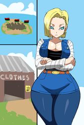 1girls android_18 big_breasts blonde_female blonde_hair blonde_hair dragon_ball dragon_ball_super dragon_ball_z female female_focus female_only gtsn17 large_breasts solo solo_female solo_focus thick_thighs rating:Explicit score:36 user:CrowTOCS