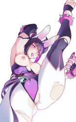 animal_ears black_hair breasts candy cellphone commentary covered_navel english_commentary fake_animal_ears female food highres holding holding_phone hotvr juri_han leg_up lollipop medium_breasts mouth_hold multicolored_hair nipples pantyhose patreon_username phone pink_eyes pink_hair pussy rabbit_ears simple_background solo standing standing_on_one_leg street_fighter street_fighter_6 torn_clothes torn_pantyhose two-tone_hair uncensored white_background white_pantyhose yin_yang rating:Explicit score:266 user:bot