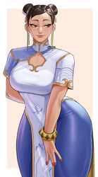 1girls alternate_version_available artist_name asian asian_female ass big_ass big_breasts black_hair blue_pants breasts capcom chinese_clothes chun-li cleavage cleavage_cutout clothing_cutout contrapposto cowboy_shot dress earrings female female_only fully_clothed gud0c hair_bun hair_ribbon highres jewelry looking_to_the_side pants puffy_short_sleeves puffy_sleeves purple_nails ribbon short_sleeves solo street_fighter street_fighter_6 thick_thighs thighs tights white_dress wide_hips rating:Safe score:141 user:Crcole331