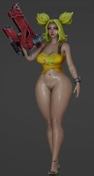 1girls 3d 3d_(artwork) 3d_model chaunguyen female green_eyes green_hair heels heels_only high_heels league_of_legends naked naked_female posing posing_for_the_viewer riot_games solo solo_female solo_focus voluptuous voluptuous_female wide_hips zeri_(league_of_legends) rating:Explicit score:78 user:Ezebriroma