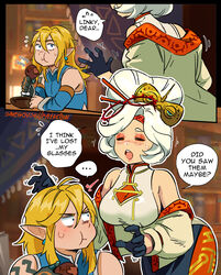 blonde_hair breasts comic comic_panel eating frostbite_link link link_(tears_of_the_kingdom) purah purah_(tears_of_the_kingdom) snegovski tears_of_the_kingdom text the_legend_of_zelda white_hair rating:Questionable score:241 user:deleted102558