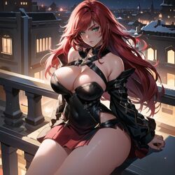 ai_generated big_breasts cixf clothing curvy curvy_female curvy_figure female green_eyes huge_breasts katarina_du_couteau league_of_legends stable_diffusion thick_thighs rating:Explicit score:20 user:hypper