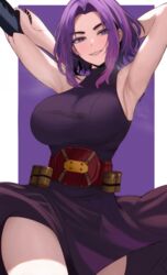 1girls armpits arms_behind_head arms_up big_breasts breasts busty child_bearing_hips edmun female hips huge_breasts kaina_tsutsumi lady_nagant light-skinned_female light_skin medium_hair my_hero_academia naughty_face pose posing purple_eyes purple_hair sensual sexy_armpits smile smipe thick_thighs thighs tsutsumi_kaina voluptuous wide_hips rating:Questionable score:215 user:LiangXI