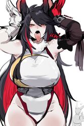 1girls ahe_gao arms_up big_breasts black_hair cosplay curvy dark_hair eyelashes female fringe huge_breasts k_(kurenaiz) kurenaiz1 leotard long_hair looking_at_viewer mature_female miruko miruko_(cosplay) my_hero_academia oral orange_eyes original original_character pale-skinned_female pale_skin petplay rabbit_ear_gesture rabbit_ears rabbit_girl red_hair roleplay seductive_mouth slit_pupils tongue tongue_out two_tone_hair very_long_hair yellow_eyes rating:Questionable score:184 user:Yuron